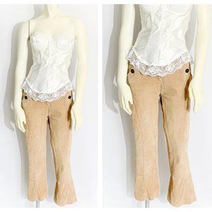 Vintage DANIER Y2K TAN SUEDE CAPRI PANTS / size Small